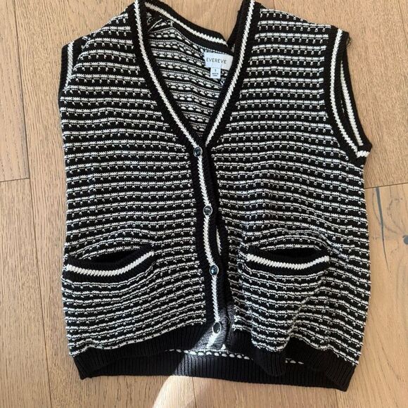 Evereve black and white knit sweater vest size small m11 - Picture 2 of 4